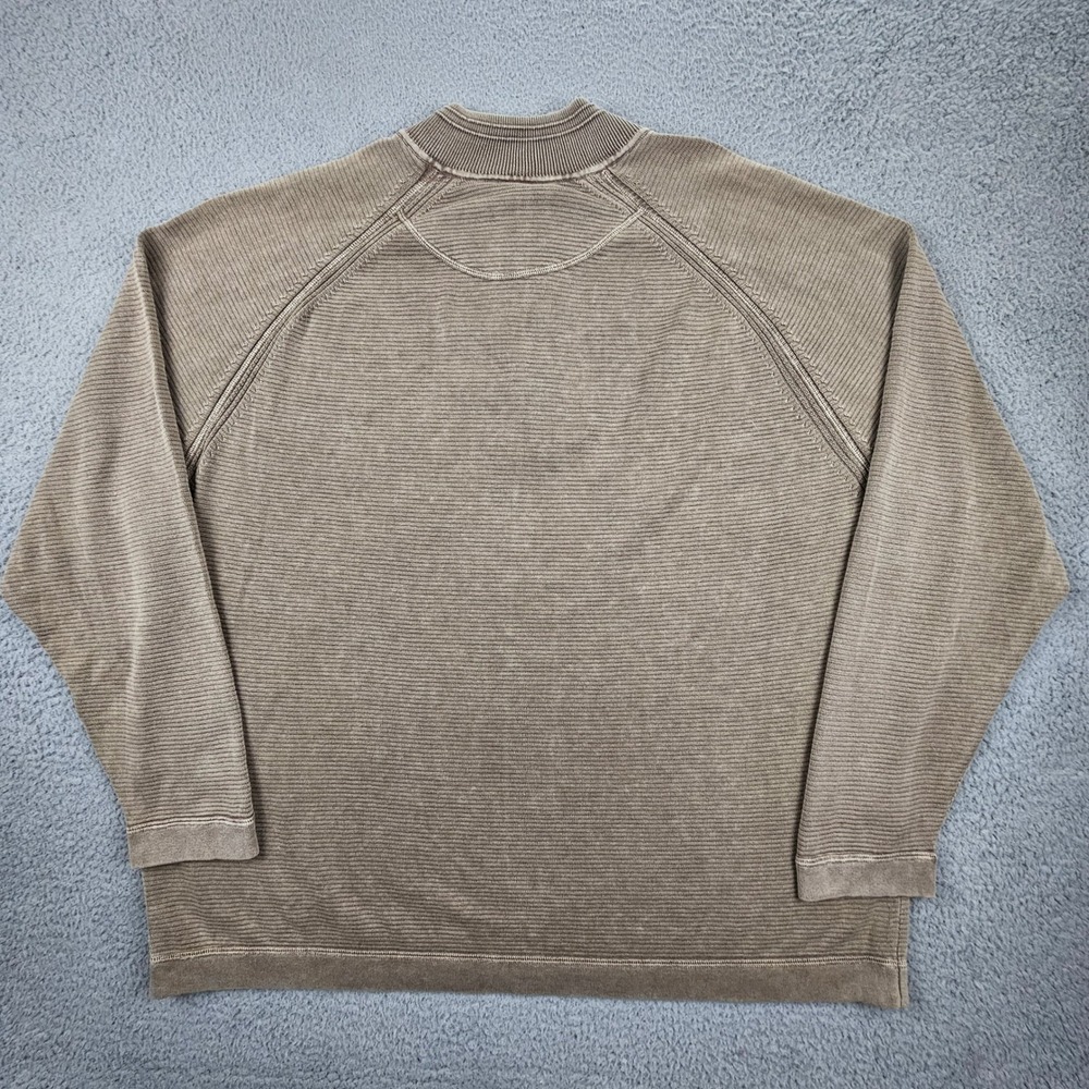 Tommy Bahama Relax Pullover Men 3XB Brown Cotton Ribbed Quarter Zip Sweater - Picture 3 of 7